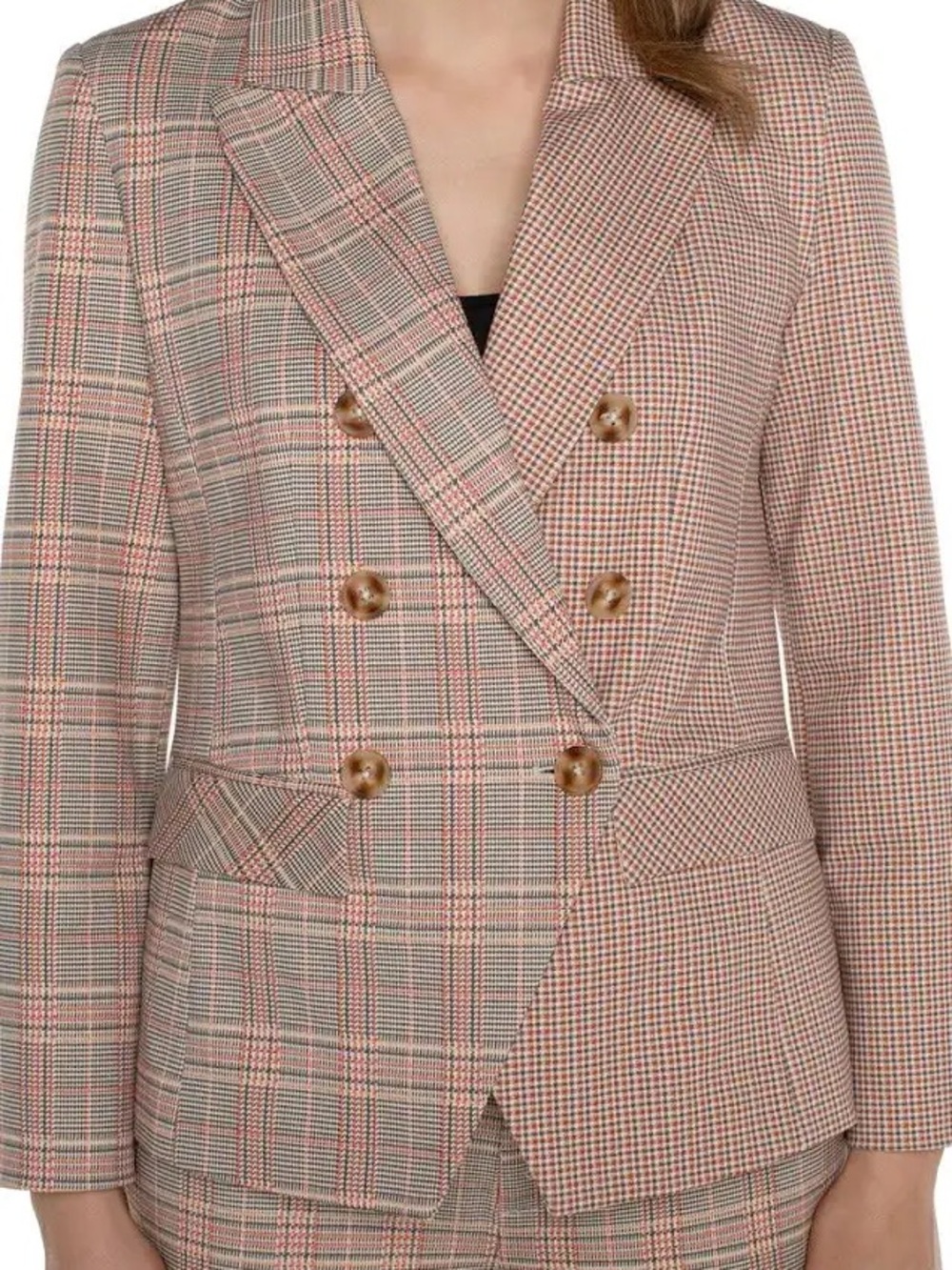 Checked Double-Breasted Blazer in orange & green Plaid (giving UM)